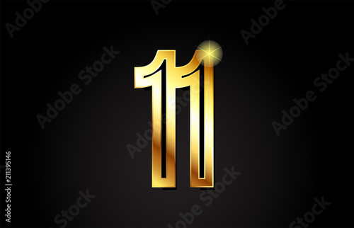gold number 11 logo icon design