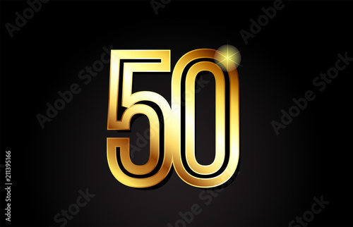gold number 50 logo icon design