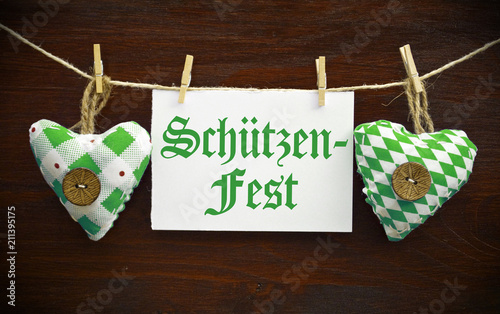 Stoffherzen mit Schild Schützenfest Volksfest Schützenverein