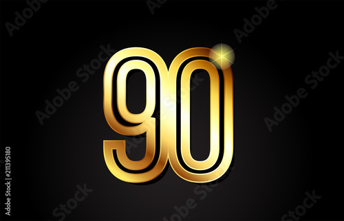 gold number 90 logo icon design