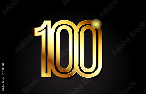 gold number 100 logo icon design