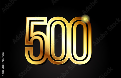 gold number 500 logo icon design