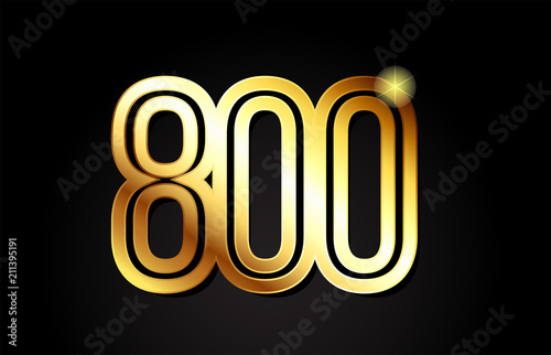 gold number 800 logo icon design