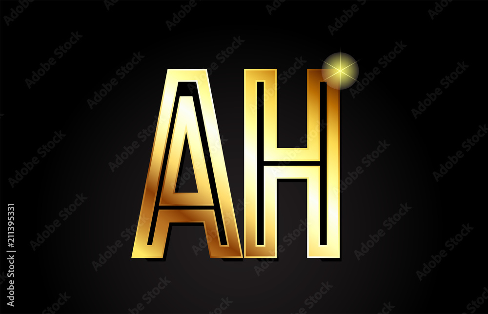 gold alphabet letter ah a h logo combination icon design gold alphabet letter ah a h logo combination icon design