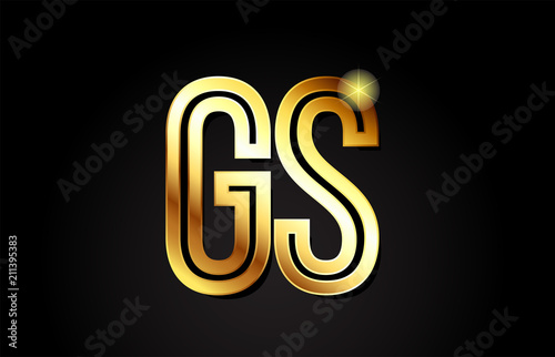 gold alphabet letter gs g s logo combination icon design