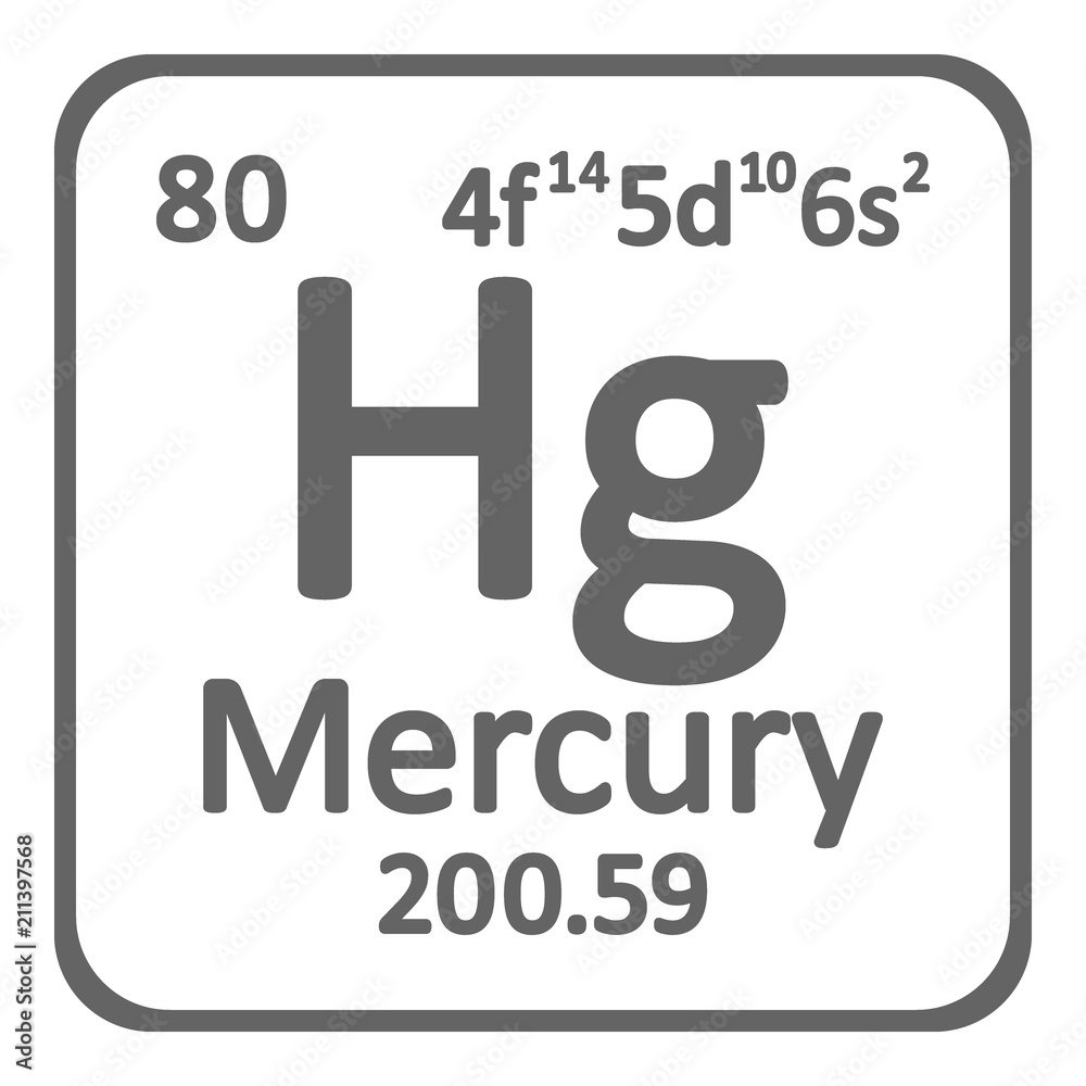 Periodic table element mercury icon.