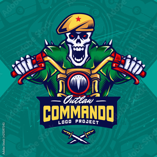 Military Skull Bikers Esport Logo Design