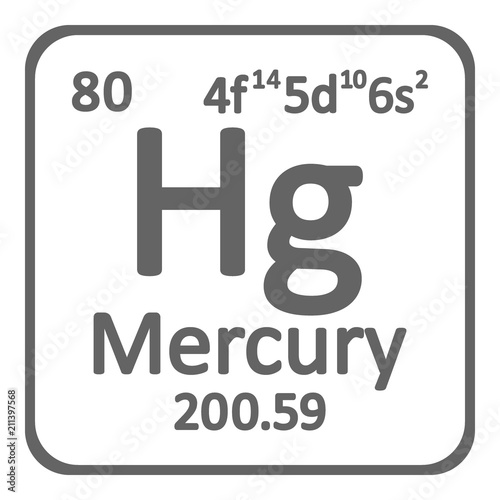 Periodic table element mercury icon.