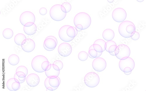 Fototapeta Naklejka Na Ścianę i Meble -  Light pastel colored background with pink bubbles. Wallpaper, texture pink balloons. 3D illustration