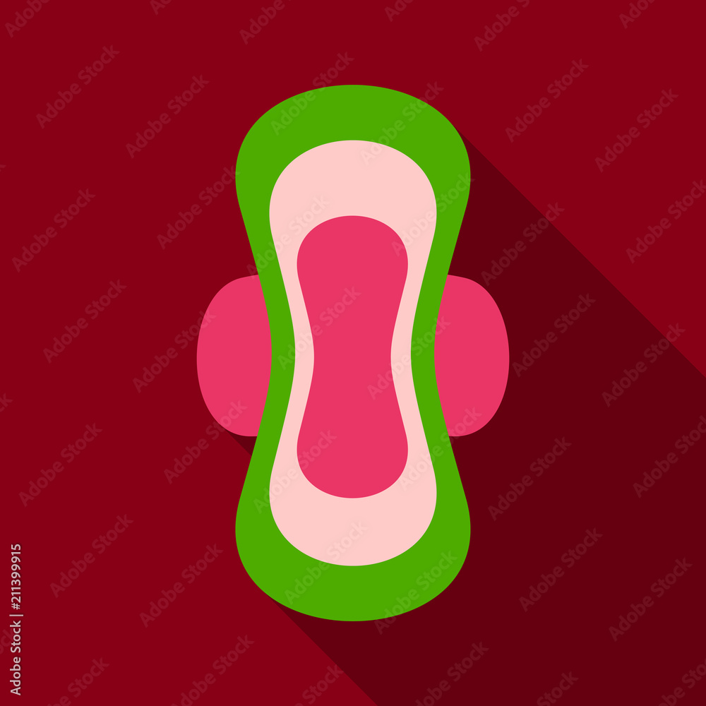 Women hygiene pad vector icon isolated on background with shadow. Hygiene pad type, feminine hygiene sanitary napkin product. Personal hygiene element in flat style. Women hygiene pad vector icon isolated on background with shadow. Hygiene pad type, feminine hygiene sanitary napkin product. Personal hygiene element in flat style.