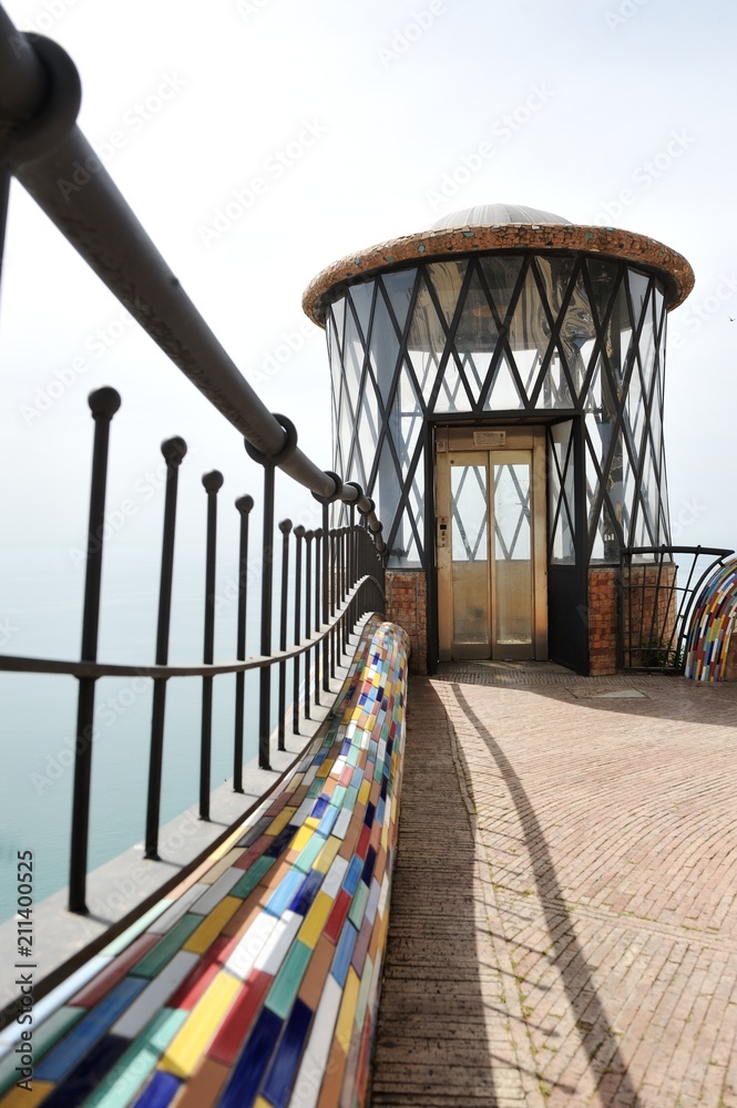 Villa comunale di Vietri sul mare, on the background of the sea, Villa comunale di Vietri sul mare, on the background of the sea,
