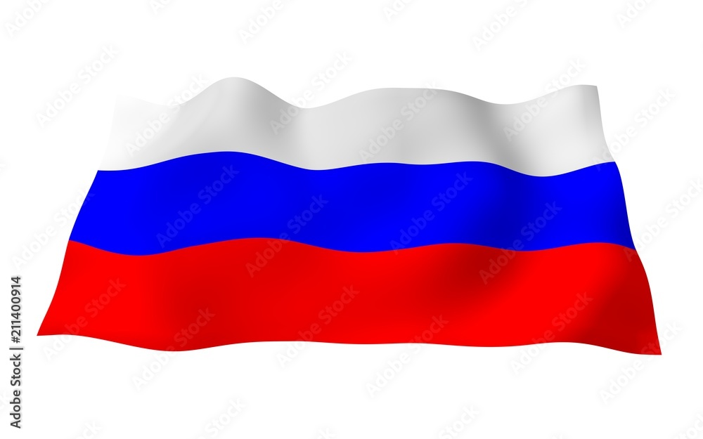 Waving flag of the Russian Federation. The National. State symbol of the Russia. 3D illustration Waving flag of the Russian Federation. The National. State symbol of the Russia. 3D illustration