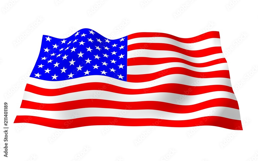 Obraz premium Waving flag of the United States of America. Stars and Stripes. State symbol of the USA. 3D illustration