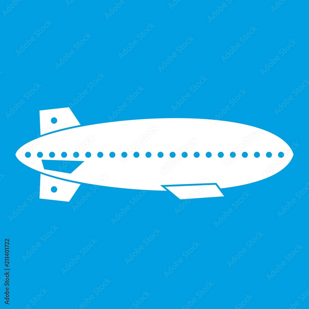 Dirigible balloon icon white isolated on blue background vector illustration