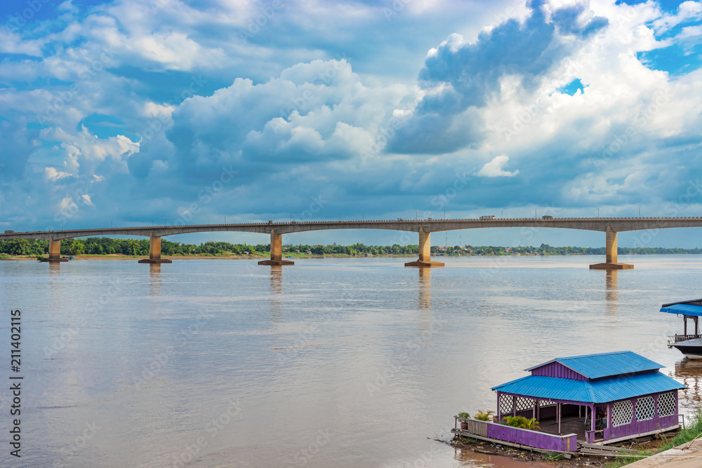 Kizuna Bridge in Kampong Cham, Cambodia. Kizuna Bridge in Kampong Cham, Cambodia.