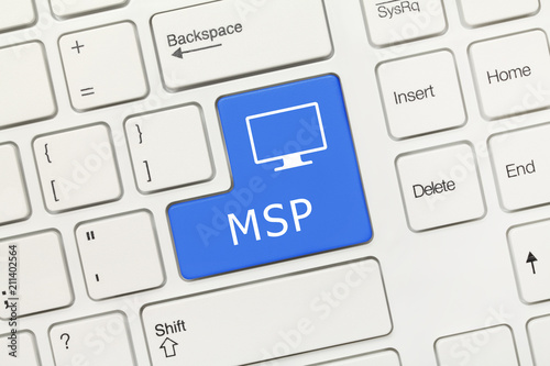 White conceptual keyboard - MSP (blue key) photo