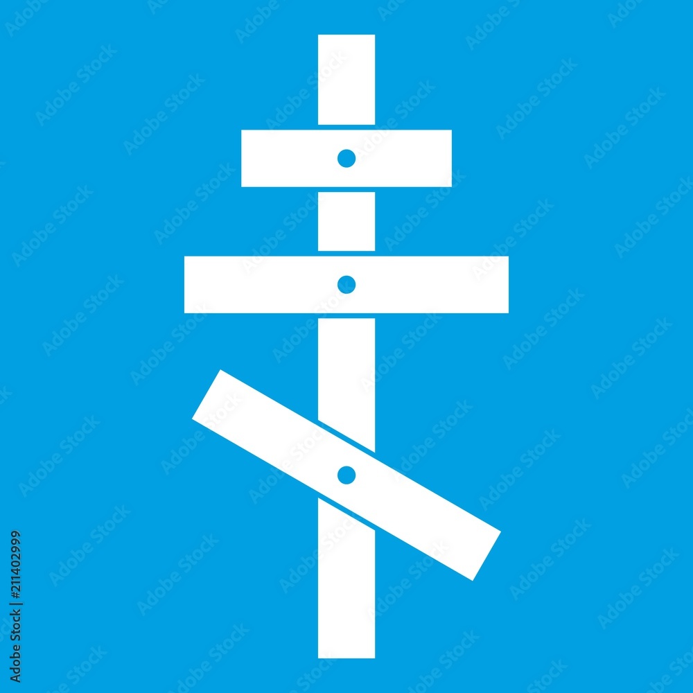 Orthodox cross icon white isolated on blue background vector illustration Orthodox cross icon white isolated on blue background vector illustration