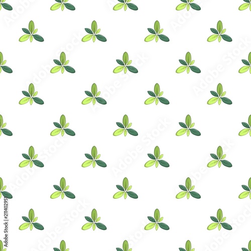 Green leaves pattern seamless repeat in cartoon style vector illustration
