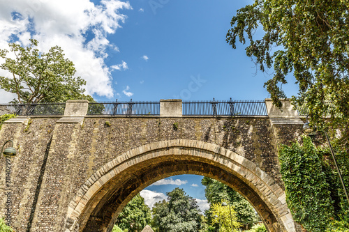Stone bridge in the city of Norwich on a sunny day, United Kingdom