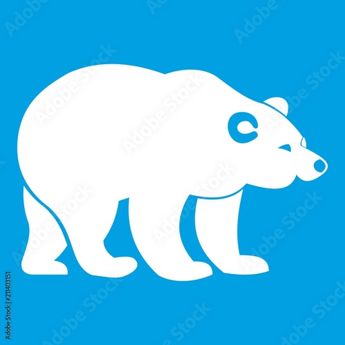 Bear icon white isolated on blue background vector illustration