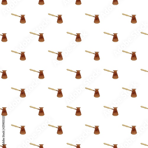 Brown cezve pattern seamless repeat in cartoon style vector illustration