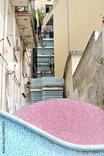 Architectural elements in the southern town of the Amalfi coast, Vietri Sul Mare, Italy photo