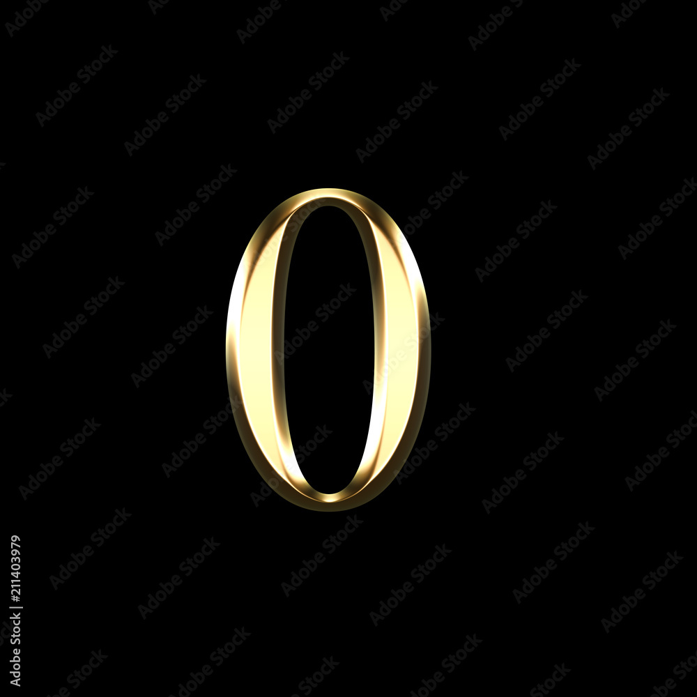gold number zero 3D illustration isolated on black background gold number zero 3D illustration isolated on black background