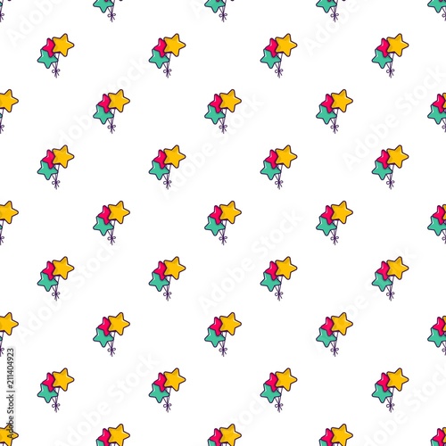 Colourful star shaped balloons pattern seamless repeat in cartoon style vector illustration