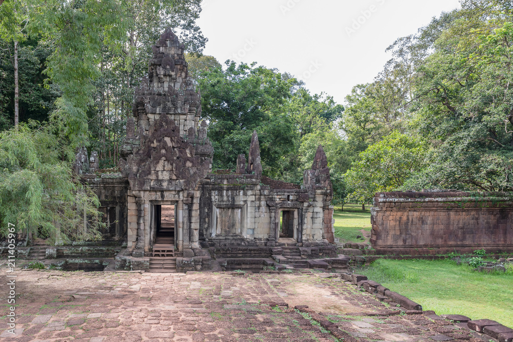 Ruins behind the Terrace of Elephants at Angkor, Siem Reap , Cambodia.