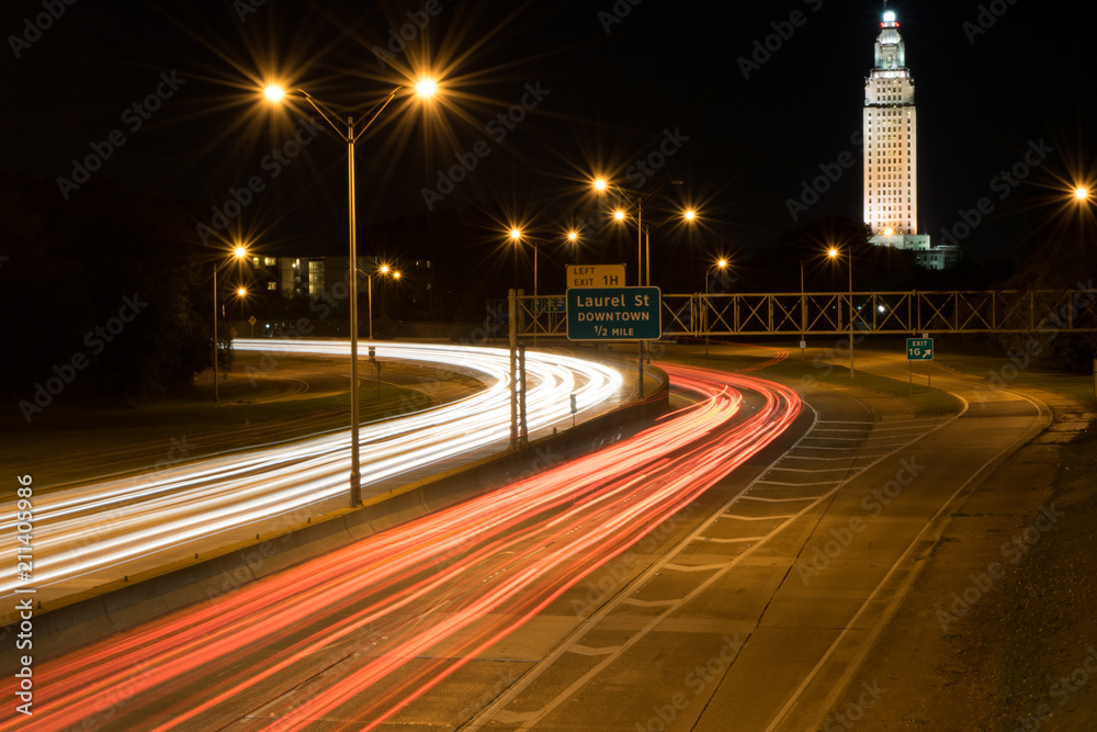 Interstate light trails in Baton Rouge