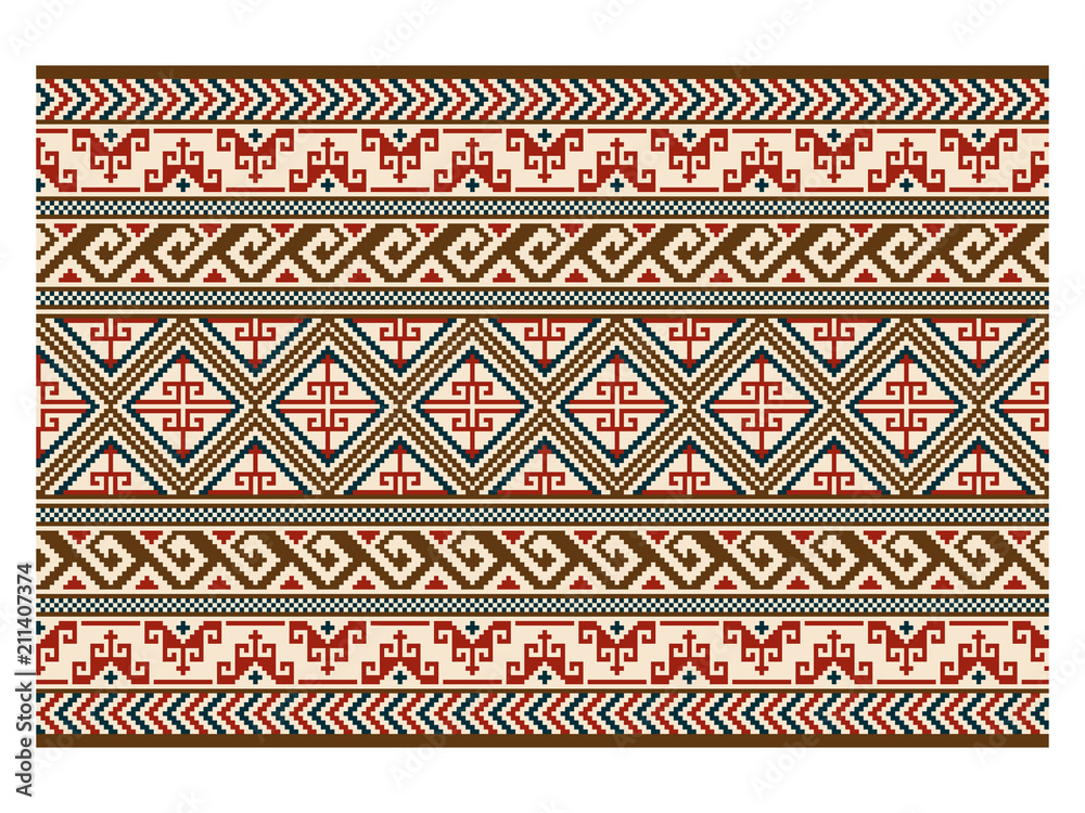 Seamless geometric pattern, belt. American Indians ethnic style. Embroidery imitation.