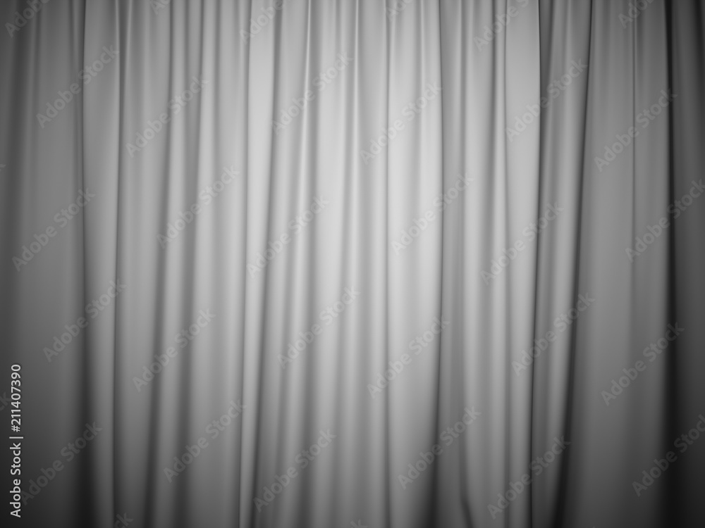 Fototapeta premium 3D rendering white stage curtain