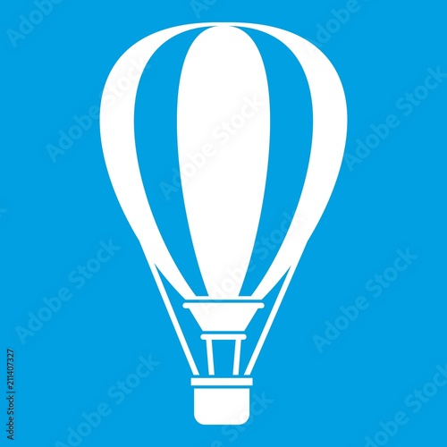 Hot air ballon icon white isolated on blue background vector illustration