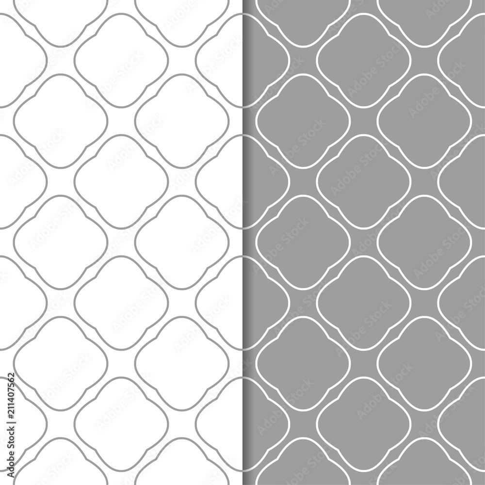 Gray and white geometric prints. Set of seamless patterns Gray and white geometric prints. Set of seamless patterns