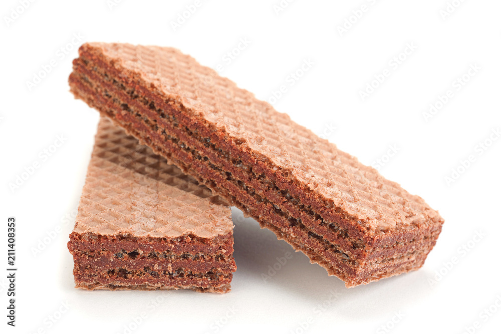 Brown wafers stick on white Brown wafers stick on white
