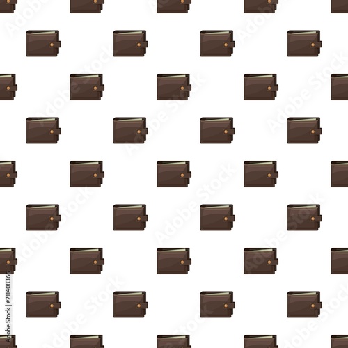 Brown wallet pattern seamless repeat in cartoon style vector illustration