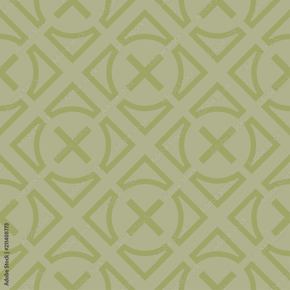 Olive green geometric ornament. Seamless pattern Olive green geometric ornament. Seamless pattern