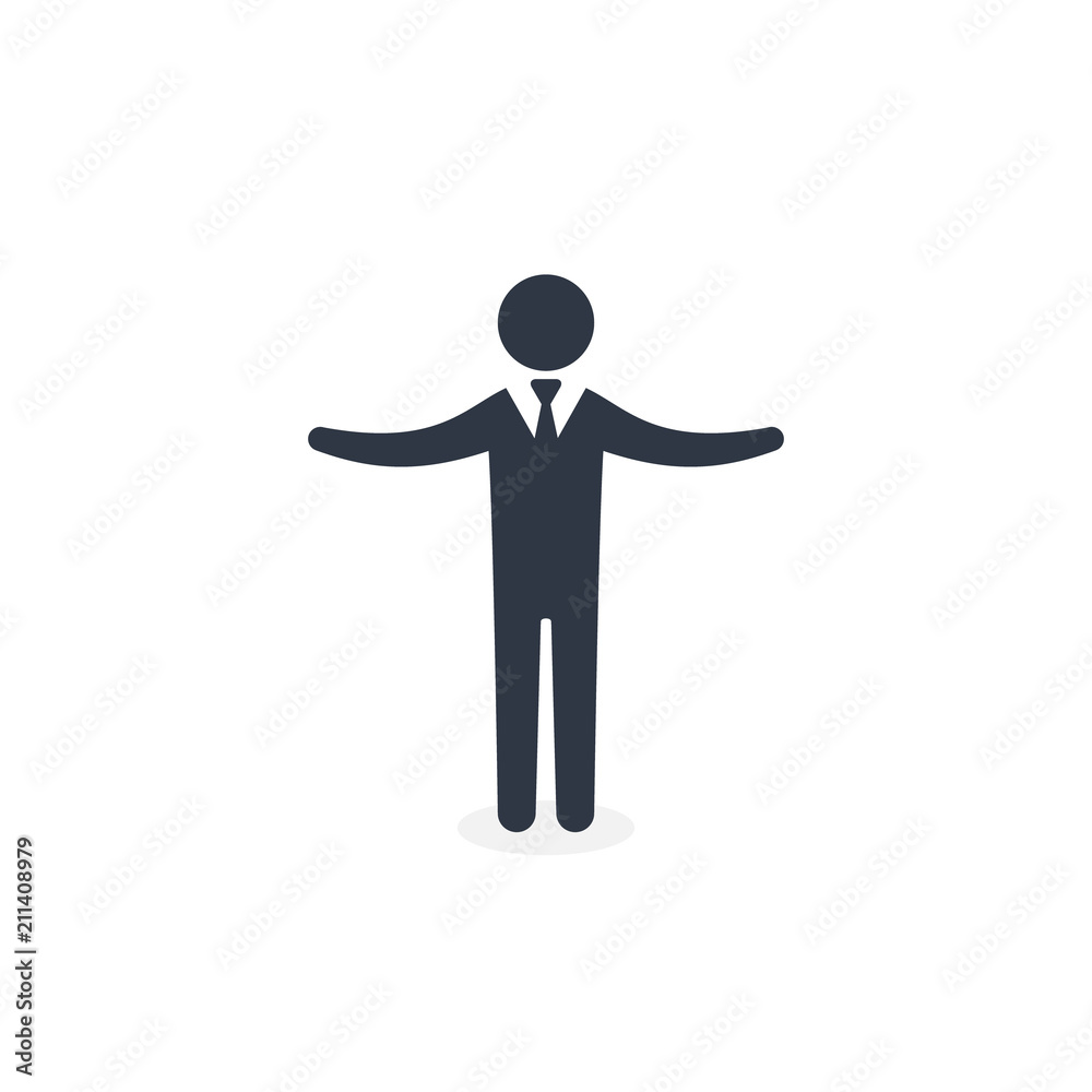 Happy Businessman Person with raised hands up vector icon. Flat illustration on white background Happy Businessman Person with raised hands up vector icon. Flat illustration on white background