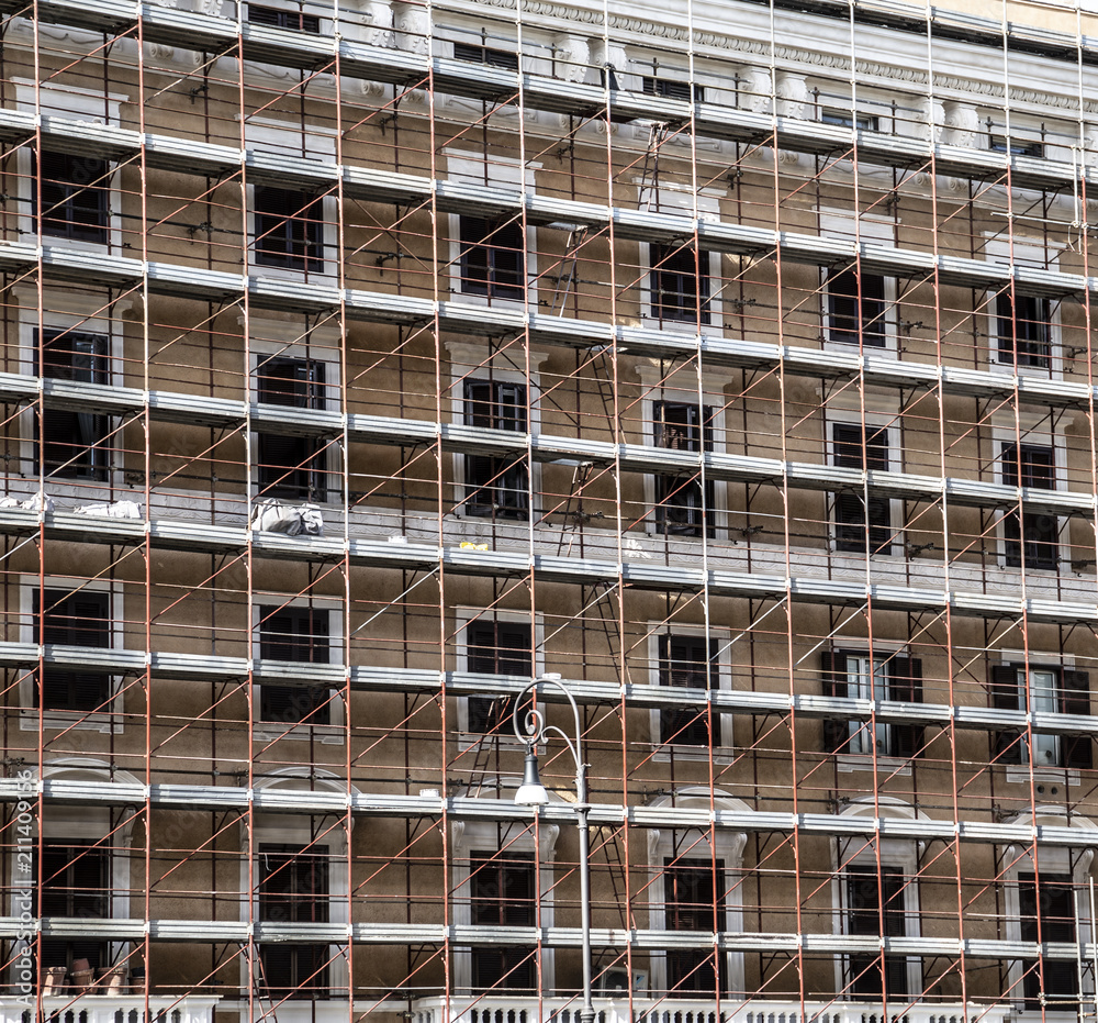 Building scaffolding in Rome, Italy