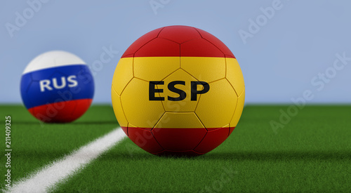 Russia vs. Spain Soccer Match - 3D Rendering 