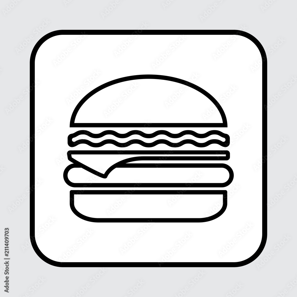 Cheeseburger icon, outline design. Fast food. Vector illustration