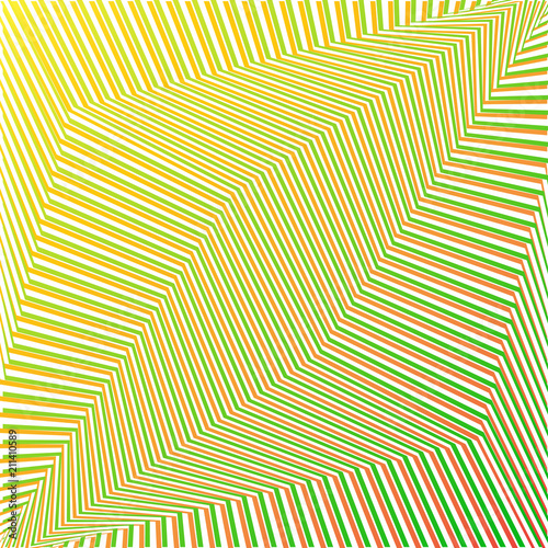 Green and orange geometric abstract futuristic striped background. Vector illustration