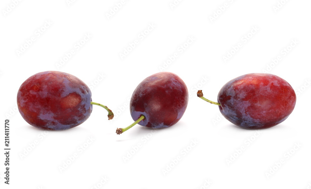 Fresh plums isolated on white background Fresh plums isolated on white background