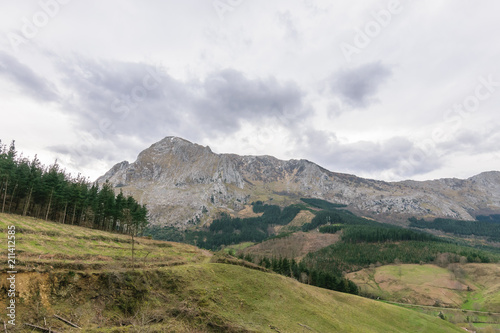 Anboto mountain in spring with cloudy day
