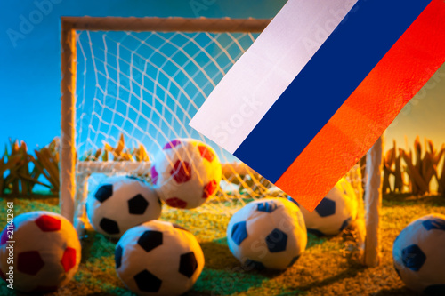 Flag of Russia at the footb...