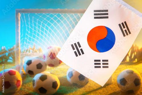 Football team of Korea. Fla...