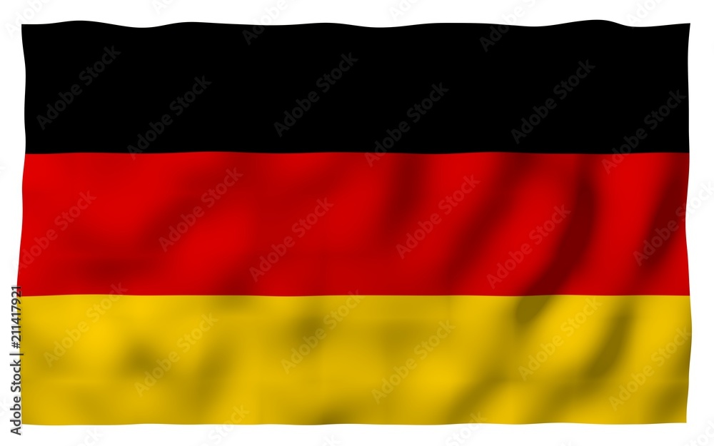 Naklejka premium Flag of Germany. Wide format 3D illustration. State symbol of the Federal Republic of Germany. 3D rendering