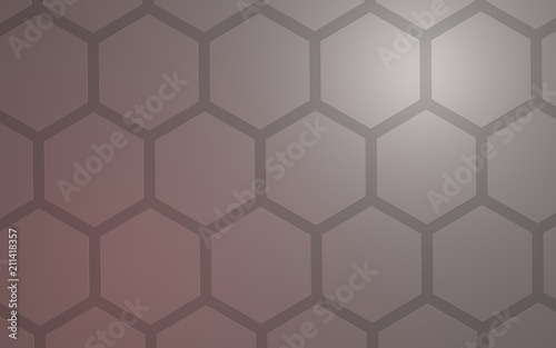 Honeycomb with color lighting  on a gray background. Perspective view on polygon look like honeycomb. Isometric geometry. 3D illustration