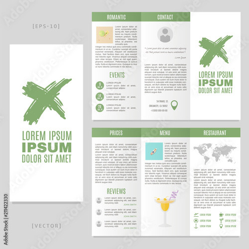 Tri-fold brochure with hand drawn green cross. Good for festivals, parties and musical events.