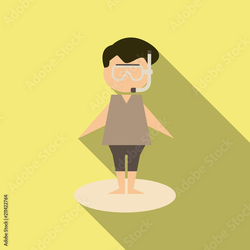 Scuba diver man in wetsuit in full height. Underwater sportsmen avatar.